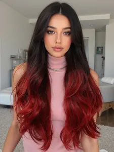 20 Inch Long Gradient Ombre Wig, High-End Elegant Synthetic Hair, Perfect for Parties and Travel, All Seasons Wearable