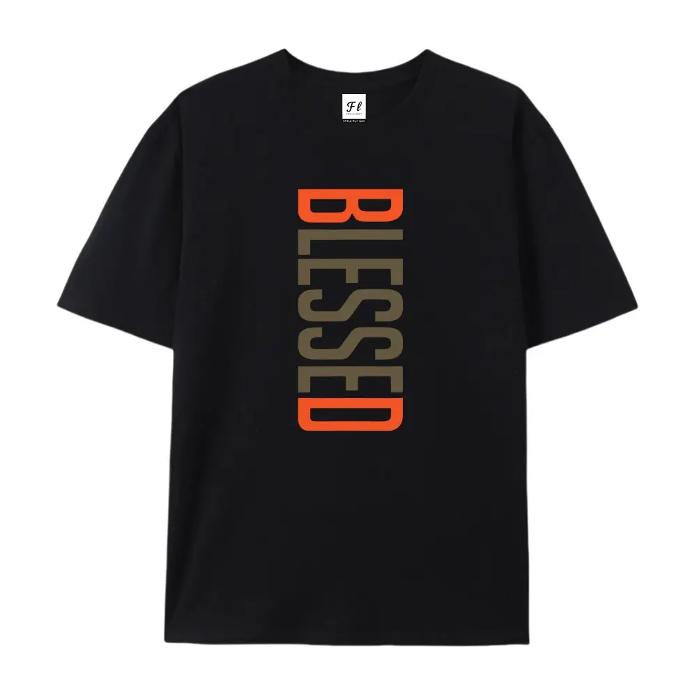 100% cotton short-sleeve shirt，Unisex Oversized Blessed Vertical Printed Craft T-Shirt, Color Block Faith Soft Cotton Drop Shoulder Top, Casual Religious Tee, summervibes, Juneteenth 2026, Independence Day, Back to School