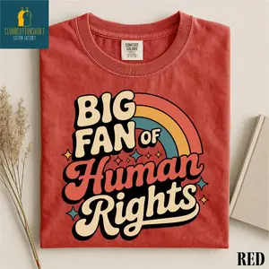 Comfort Colors Big Fan of Human Rights Shirt Aesthetic Equality T-Shirt Trendy Retro Social Justice Graphic Tee Vintage Activism Gift for Her Him Minimalist Human Rights Top Oversized Sunday Shirt 2026 Bloom Tee Support Democracy Era Art