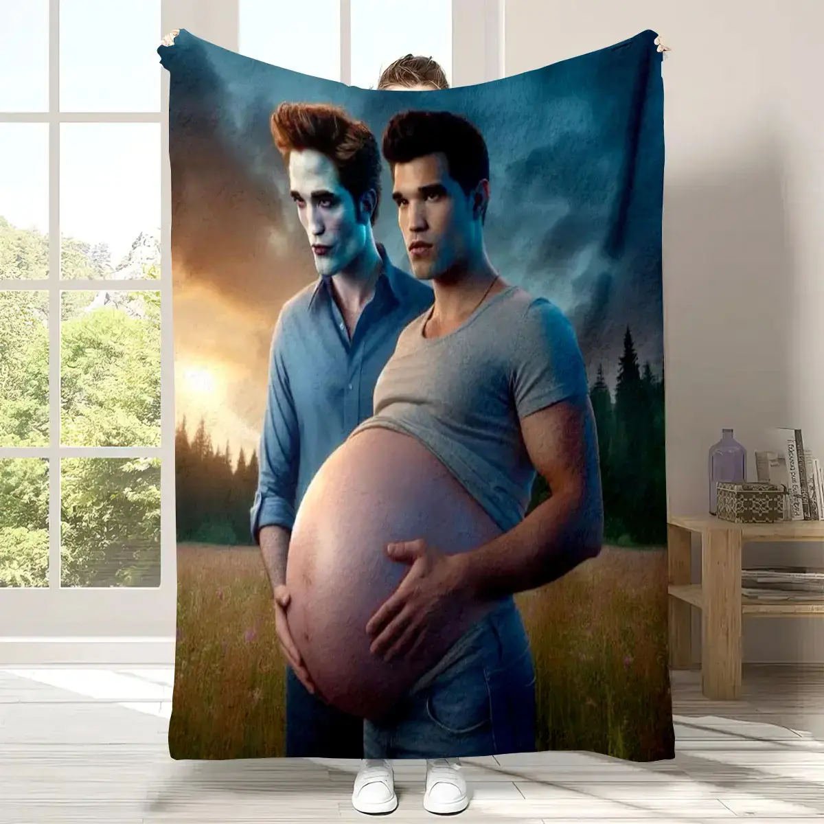 Twilight Saga Edward Bella Bedding Throw - Soft Fuzzy Flannel Retro Vintage Bedroom Blanket, Cozy Blanket Throw for Couch, Gift for Fans, Breathable Soft Blanket, Cozy Throw Blankets