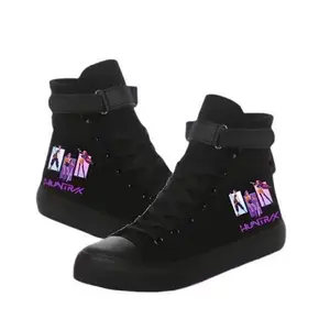 KPOP Demon Slayer Girl Group Merchandise: New Canvas Shoes, Stylish Anime Print High-Top Flat Shoes for Teenagers