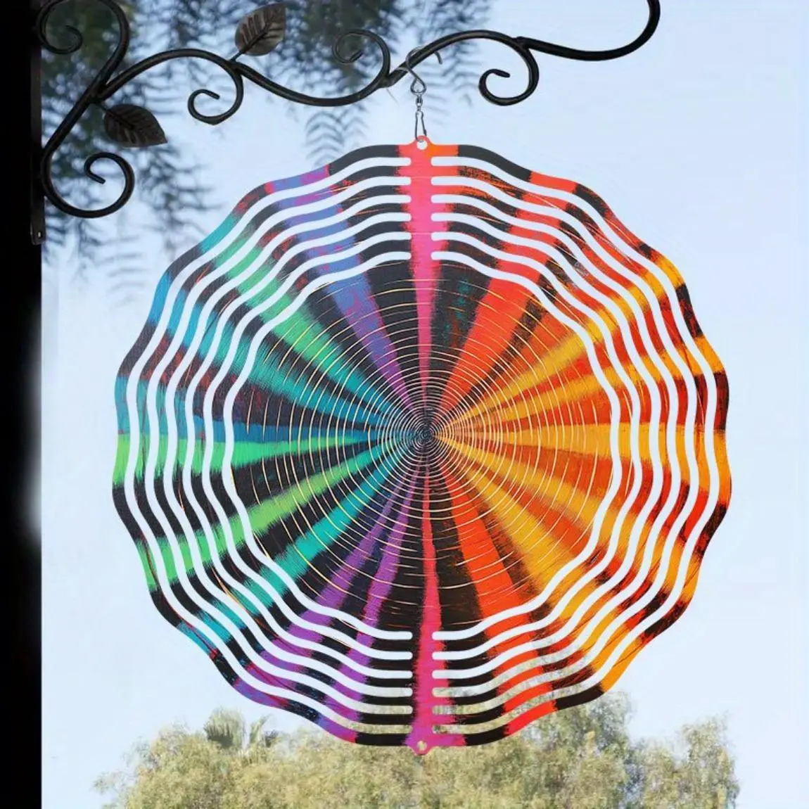 3D Dazzling Wind Chime, Colorful Reflective Wind Spinner, Outdoor Hanging Decoration for Garden & Patio, Garden Decoration Supplies