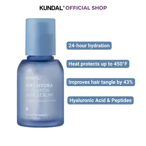 [KUNDAL] Airy Hydra Hyaluron Hair Serum – 24HR Hydration, Heat Protection & Tangle Care for Dry Hair 1.69 fl.oz.