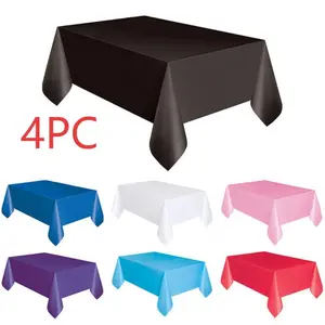 4-Pack Peva Plastic Tablecloth, Waterproof Oil-Resistant Easy Clean, 137x274cm Disposable Party Decoration Table Cover for Weddings Birthdays Graduations New Year Christmas