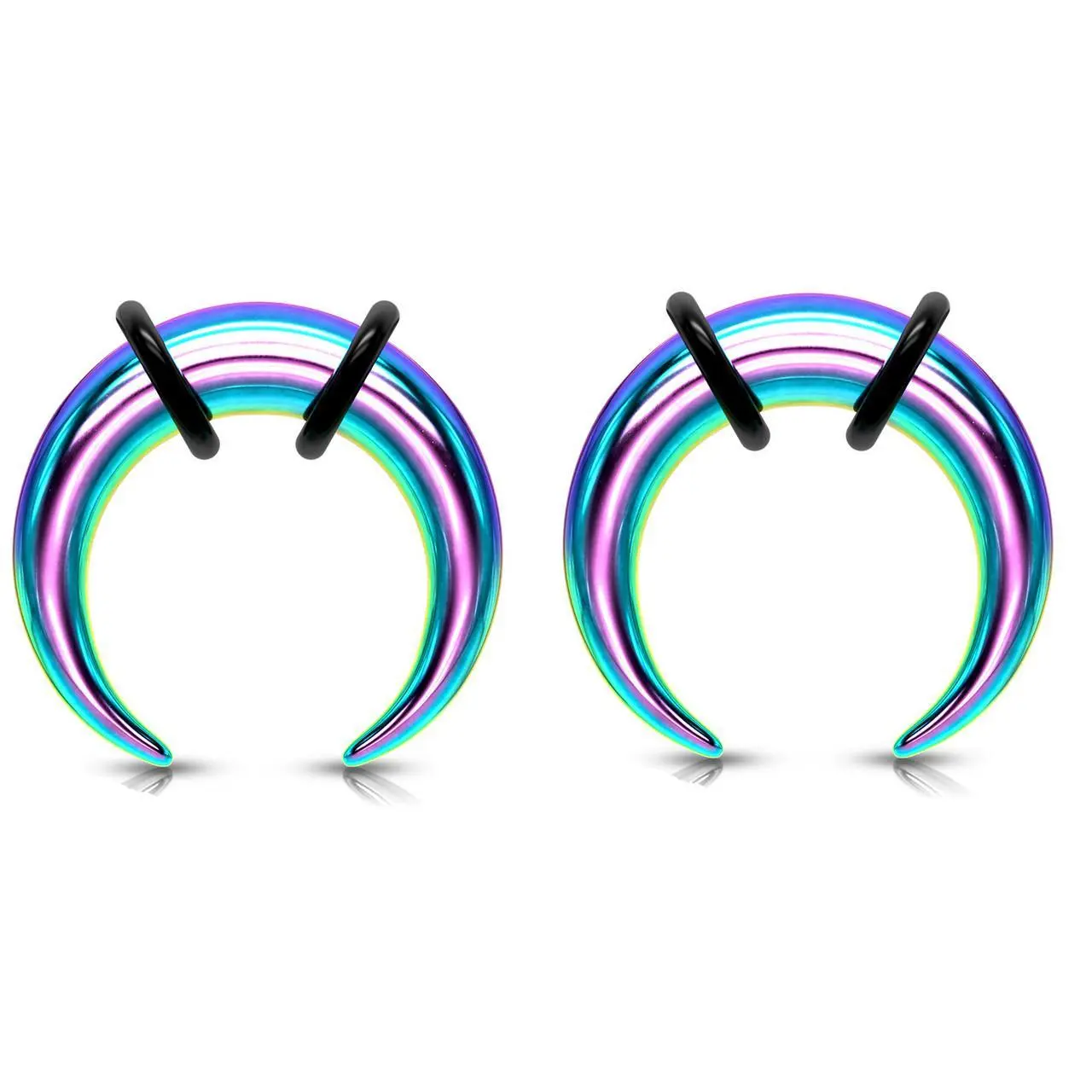Zaya Body Jewelry Pair Rainbow Steel Pinchers Taper 0g 1g 2g 4g 6g 8g 10g 12g 14g Ear Plugs septum