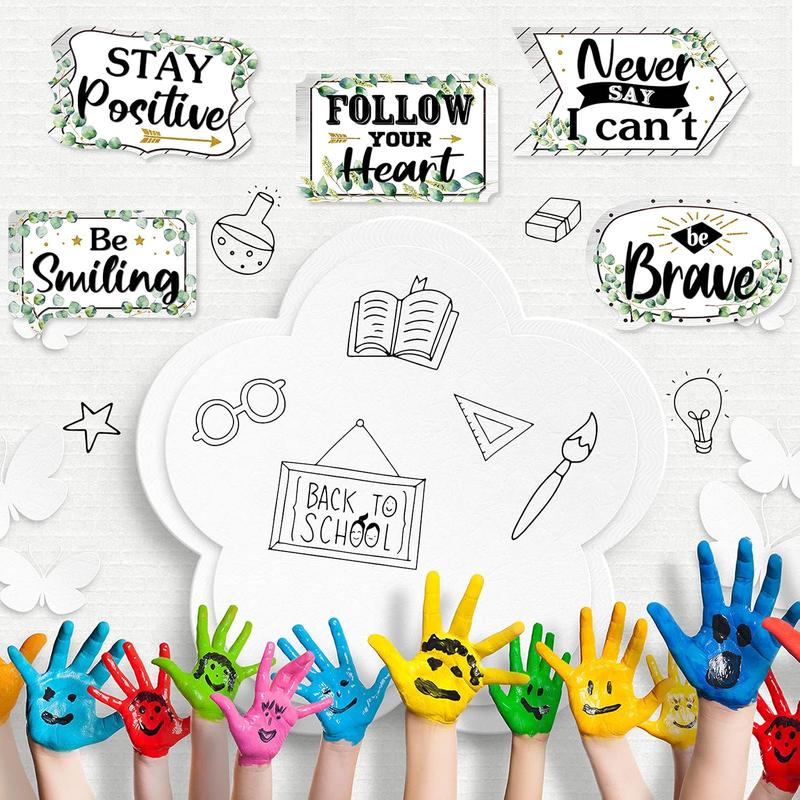 Classroom Decoration Banner Eucalyptus Motivational Banner Poster Inspirational Cards Motivation Porch Sign Positive Sayings Accents Cutouts for  to School Season Office  School