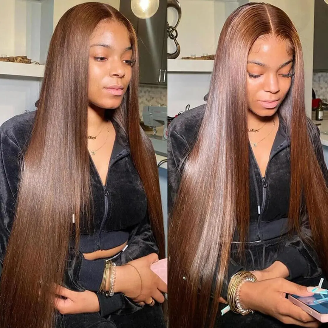 [NEW IN] 36 Inch Chocolate Brown Lace Front Wig 180% Straight Lace Wig 13X4 13X6 Human Hair Density Hd Transparent Front Wigs Human Hair Pre Plucked With Baby Hair Brown Colored Wigs For Women   #SummerVibes#tiktokshopspringglowup
