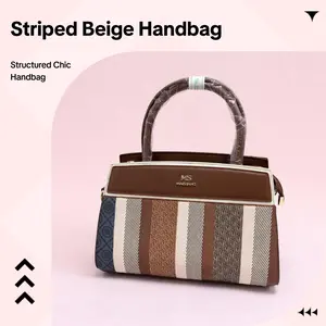 [Mother’s Day Picks] Chic, structured, and full of texture striped beige handbag brings instant “clean girl” energy — smooth top, monogram details, and gold accents that elevate any outfit. Cute, classy, effortless.