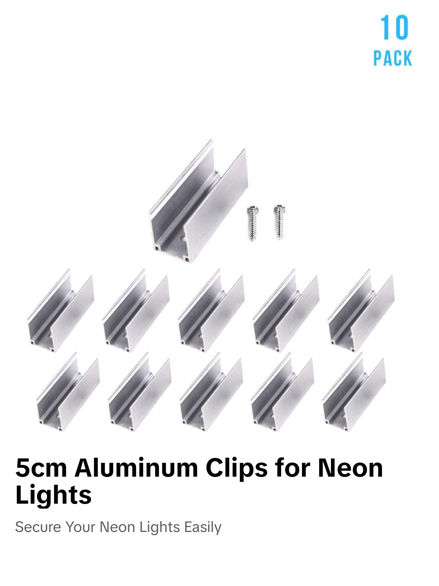 5CM Aluminum Clips For Flexible Neon Rope Light - 10-Pack