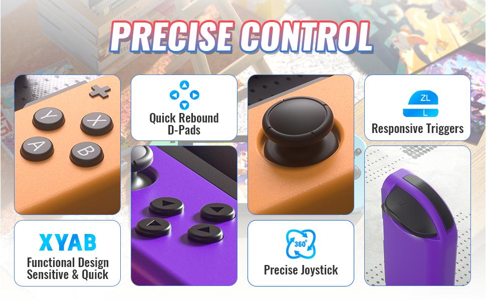 YUYIU Game Controller (L/R) Joy-con Compatible with Switch/OLED/Lite &  Switch2, Wireless Bluetooth, Motion Control, Dual Vibration & Wake-Up Function, Left & Right Joycon Set