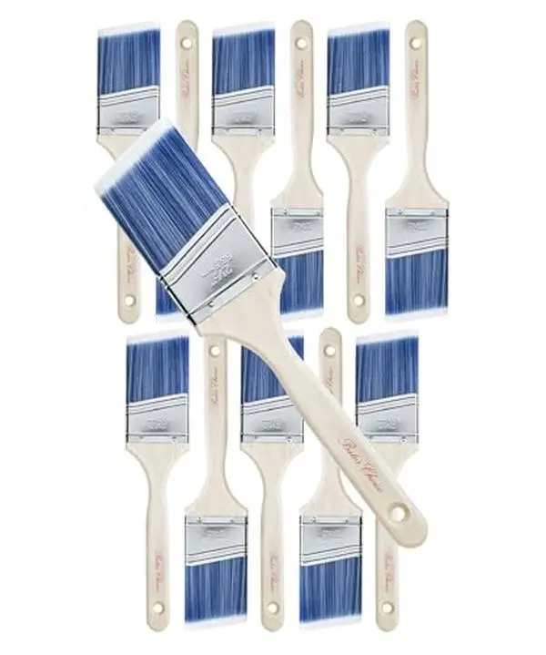 Bates- Paint Brushes, 2.5-Inch, 12 Pack Angle Brushes, Treated Wood Handle | Wall Paint Brushes for Walls, Stain Application, Furniture Painting & Interior Painting Work