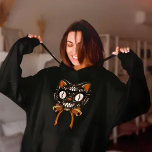 Black Cat KitKat Clock Fall Hoodie