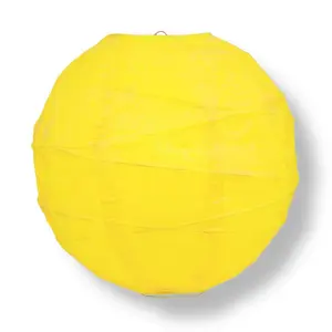 8" Yellow Round Paper Lantern, Free-Style Ribbing, Chinese Hanging Wedding & Party Decoration