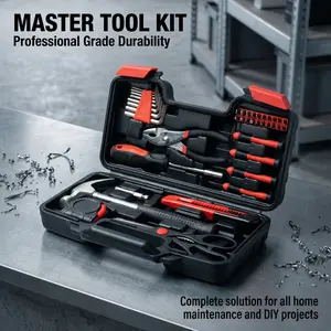 Red 39-Piece Carbon Steel Tool Set – Household & Automotive Repair Kit, 10-Year DIY Coverage, Essential Home Maintenance Kit