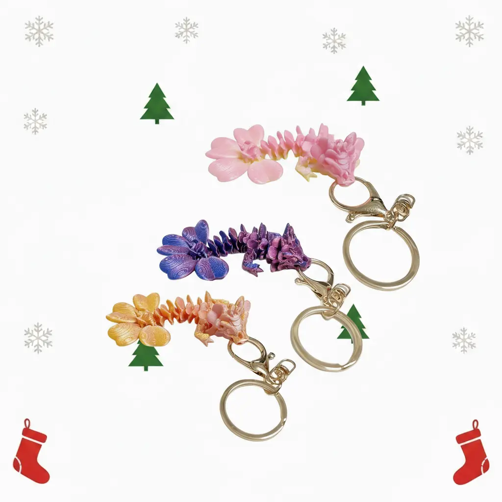 3PCS Gradient Color 3D Printed Fantasy Dragon Keychain Charms, Cute Design, Multi-Purpose Fashion Accessory for Bags, Keys, Car Rearview Mirrors, Ideal Holiday Gift for Girls