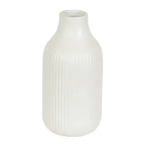 Better Homes & Gardens Ribbed Ceramic Vase, 8.5", Cream