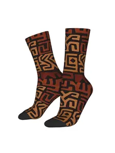 BIIHUDU African Mudcloth Socks FullBody African Mudcloth Print African Mud Cloth Pattern Breathable Polyester Blend Comfort Fit Casual Sporty Socks for Cultural Events Casual Attire Novelty African Clothing Socks for