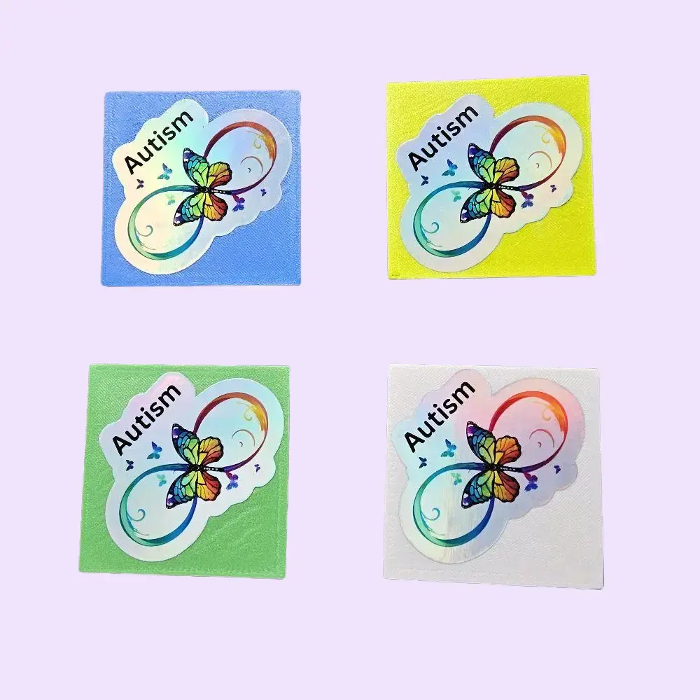 3D Printed Autism Infinity Symbol Butterfly Holographic 3X3 IN Drink Coasters for Autism Awareness Unique Design Enhances Drinkware