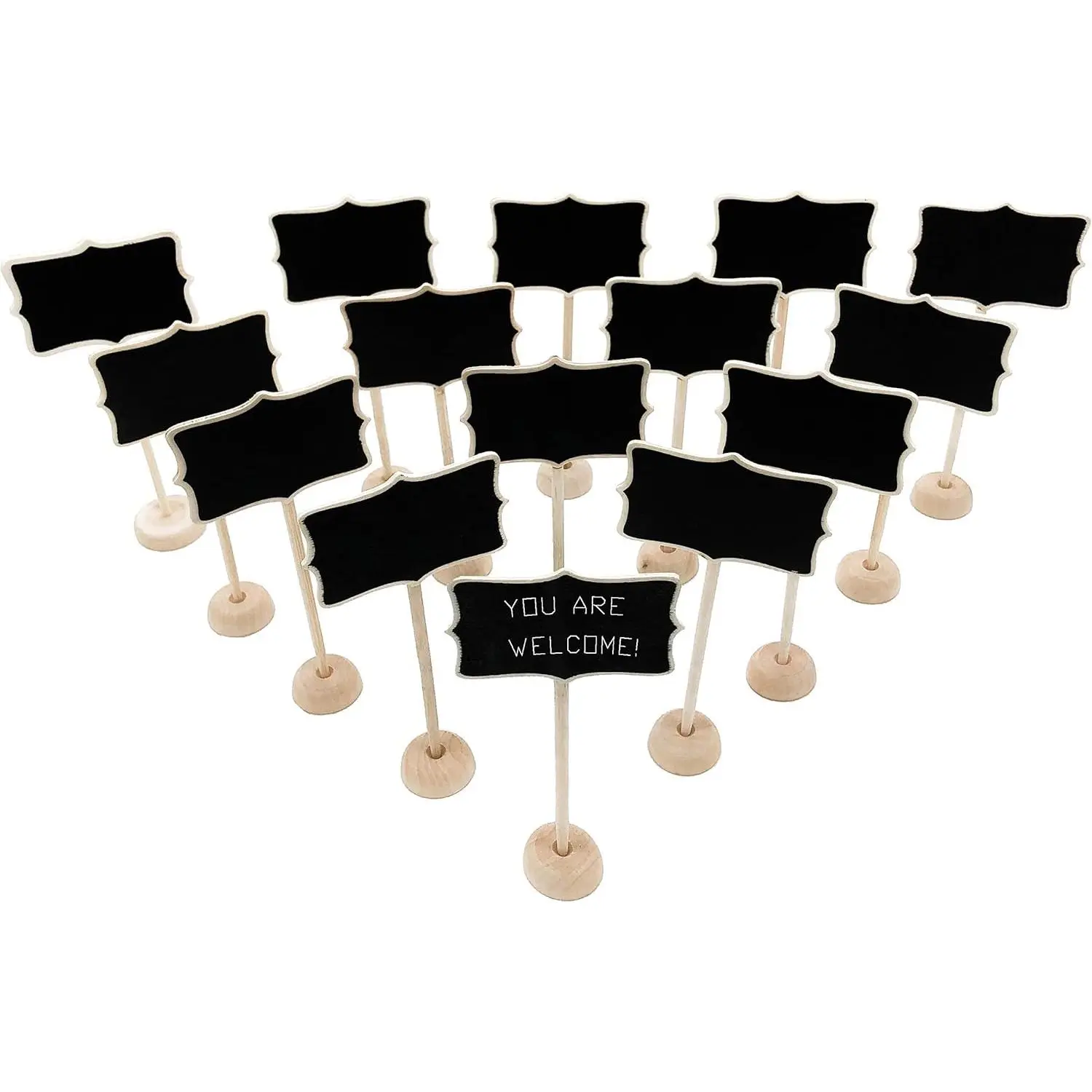 15 Pack 2.36 x 3.35inches  Mini Chalkboard Signs with Support Easels, Place Cards, Small Rectangle Chalkboards for Weddings, Birthday Parties and Special Event Decorations