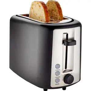 2 Slice Toaster with Bagel Function, 6 Browning Settings, Frozen Food Setting, Black & Silver