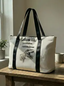 Dinosaur Print Handbag, Large Capacity Travel Luggage Bag, Portable Overnight Bag, Fashion Yoga Training Bag, Shoe Storage Crossbody Bag