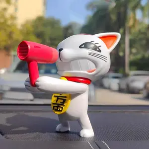 Anime figure Turbo Granny figure Okarun cute Hairdryer Styling Action Figure Lucky Cat Model Car ornament toy Anime Gift