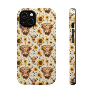 Sunflower Cow Print Aesthetic Phone Case for iPhone 17 16 15 14 13 12 Pro Max