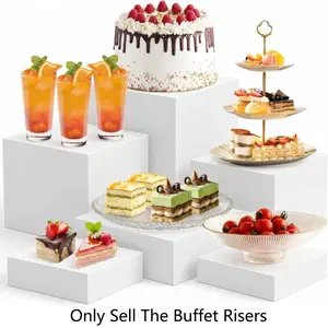 6 PCS Buffet Risers and Stands,  Large Food Risers for Buffet Table, Display Stand Shelf for Party, Catering, Jewelry & Collectibles, Cake Stands
