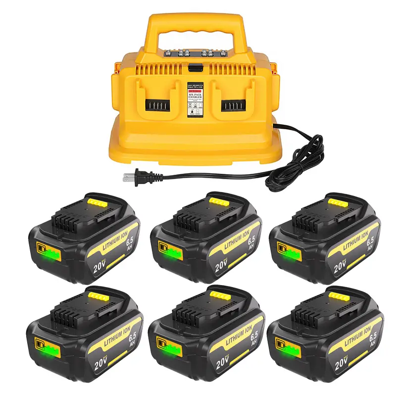 Reacell Replacement for DeWalt 20V MAX Battery Charger Combo , 6-Ports Multi Charger Station Compatible with DeWalt 20V/60V Flex Volt Batteries DCB207
