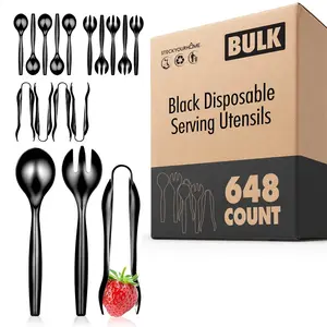 Black Disposable Serving Utensils 648 Pack