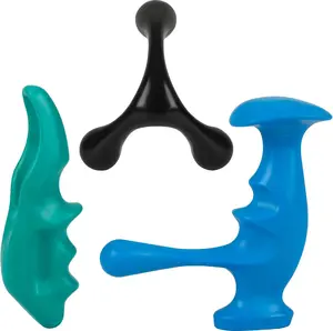 Manual Trigger Point Massage Tools Set (3-Piece) - Thumb Saver Massager, Deep Tissue Pressure Point Tool & 3-Legged Knob for Full Body Stress Relief