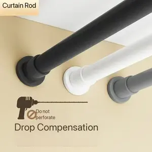 No-drilling Telescopic Rod for Retractable Curtains Ideal for Shower Rooms Bathrooms Wardrobes and Clothes Drying Black Telescopic Rod