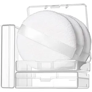 3pcs Powder Puff, Setting Powder Puff 2.36 Inch Makeup Powder Puff, Powder Puffs for Face Powder, Soft Powder Applicator for Loose Powder Pressed Powder, Face Puff Makeup Puff with Cases