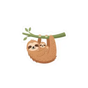 Vinyl Decal Sticker, Cute Sloth & Baby Sloth Design for Laptop, Water Bottle, Car, and More - Gift for Animal Lovers, Sloth Fans