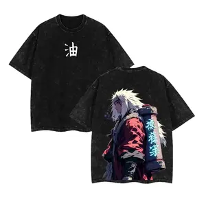 Jiraiya Sannin Oversized Tee | Naruto Anime Double Printed Unisex Shirt | Heavyweight Cotton | Viral Sad Ninja Aesthetic | Sage Mode Streetwear Top | Otaku Street Style Gift for Him S