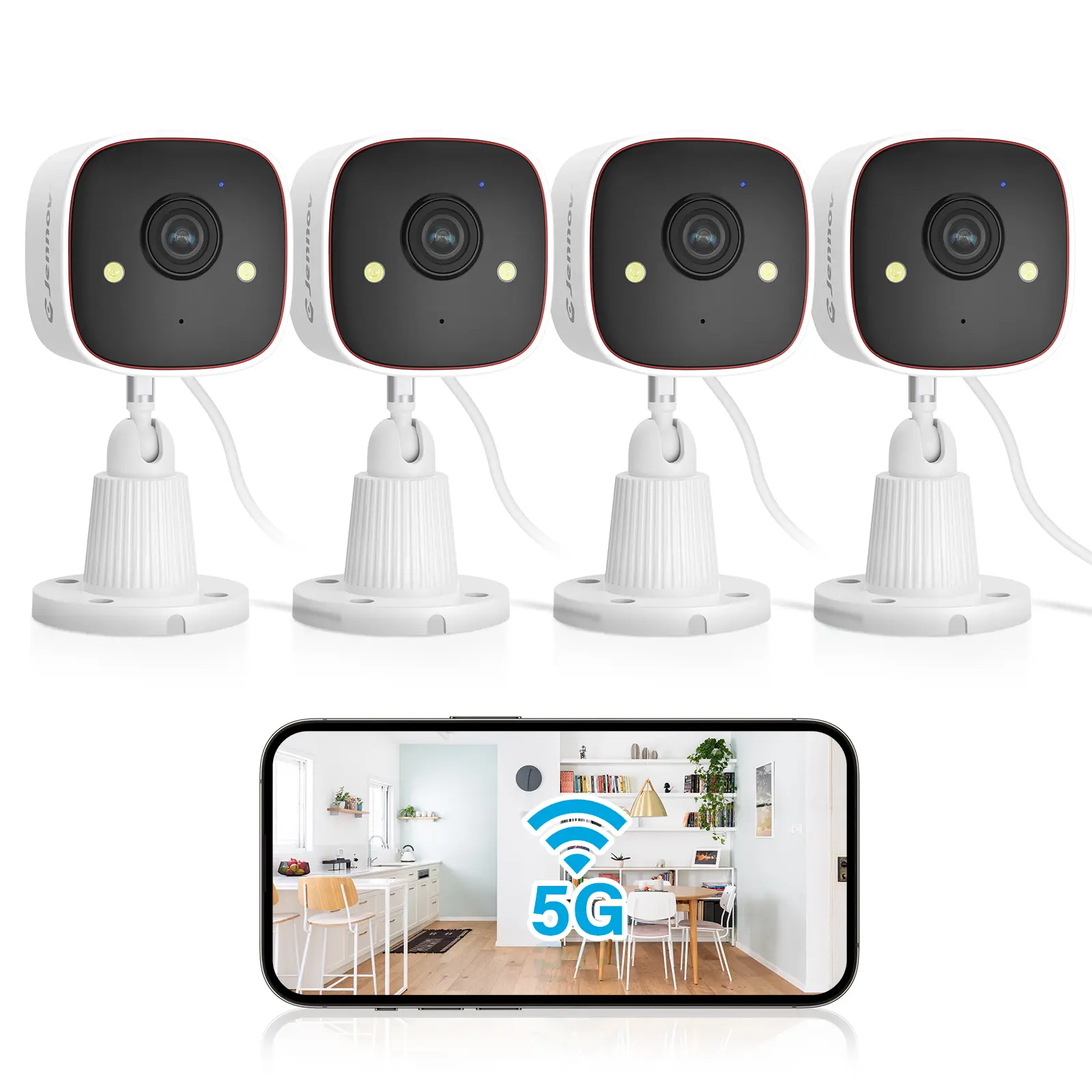 Jennov Outdoor/Indoor Security Cameras 5Ghz/2.4Ghz WiFi, 2K HD Color Night Vision/AI Human Motion Detection /2-Way Audio/IP66 Waterproof Monitor Security Camera for Home ,camara de seguridad,mini camera