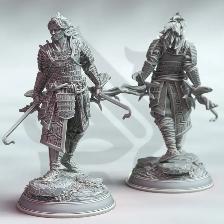 Kenshi Kitsune Samurai of the Fox 3D Printed Resin Figurine - Resin Figures Home Decor Statue, Display-Worthy Collectible for Dungeon Masters