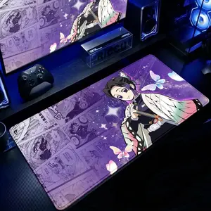 Kochou Shinobu Demon Slayer Anti-Scratch Mouse Pad, Purple Butterfly XXL Gaming Desk Mat with Smooth Rubber Surface, Anti-Slip Base, Extended Keyboard Mousepad for Gifting, Anti-Scratch Mouse Pads