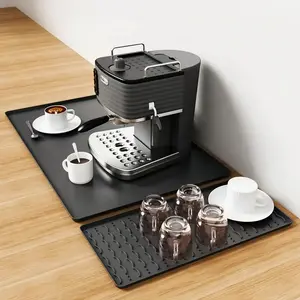 Coffee Mat, Dish Drying Mat 2 in1 Coffee Maker Mat for Kitchen Counter, 16"x24" Silicone Bar Pad, Anti-Slip, Heat Resistant Drip Pad for Espresso Machines, Dinner Plates, Ice Cream Machines