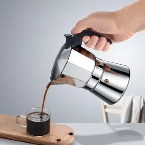 Stovetop Espresso Maker Stainless Steel Moka Pot Stove Top Percolator Italian Coffee Makers Capable Mocha Greca Machine Cafe Classic Induction Cookers for Home and Camping