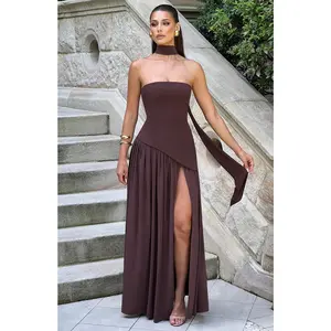 Olkaimeton Maxi-Illallisasu - Epäsymmetrinen Vyötärö