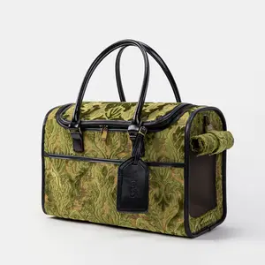 Travel Dog Carrier Bag  Burnout Velvet Fern Green