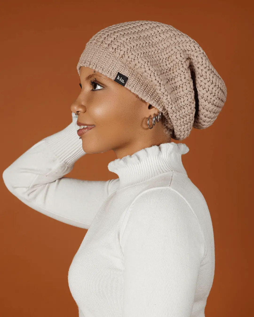 Stone Slouch Satin Lined Beanie
