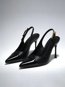 Women's Elegant Stiletto Heel Shoes, PU Leather Pointed Toe High Heels, Sexy Crocodile Pattern, Perfect for Work, Dating, Party, Footwear