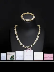ICED CHICS Infinity 8-character Necklace + Bracelet Gift Box Set, Matching jewelry set, full of zircon hip-hop accessories, street style, weight, Valentine's Day, father's Day, birthday present
