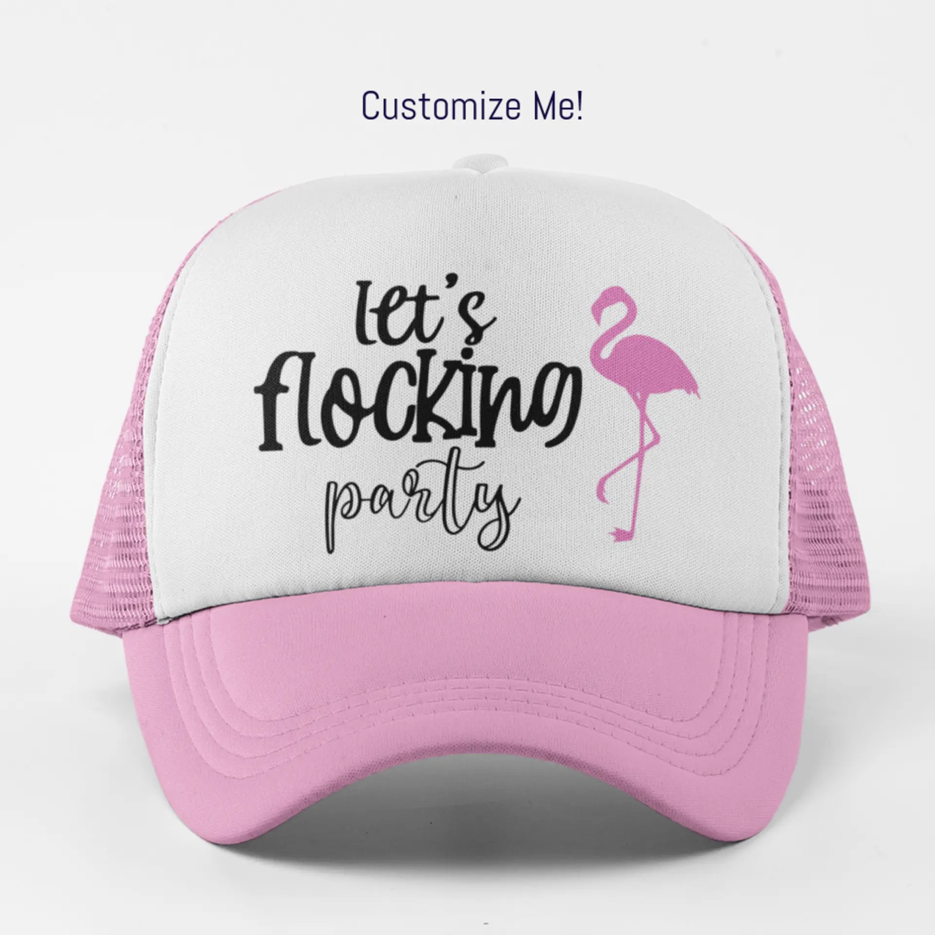 Custom Birthday Party Trucker Hat – Personalized Flamingo Theme Party or Bachelorette | Birthday Party Hats, Bday Hats, Flock Theme Pool Party Accessories, Matching Group Hats