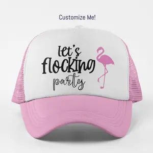 Custom Birthday Party Trucker Hat – Personalized Flamingo Theme Party or Bachelorette | Birthday Party Hats, Bday Hats, Flock Theme Pool Party Accessories, Matching Group Hats