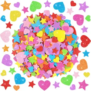 1000 PCS Foam Stickers | Glitter Heart Stickers | Colorful Heart Stars Shapes Self Adhesive Stickers | Foam Sticker for DIY Crafts Arts Valentine's Day Wedding DIY Greeting Card Envelopes Home Party Decor