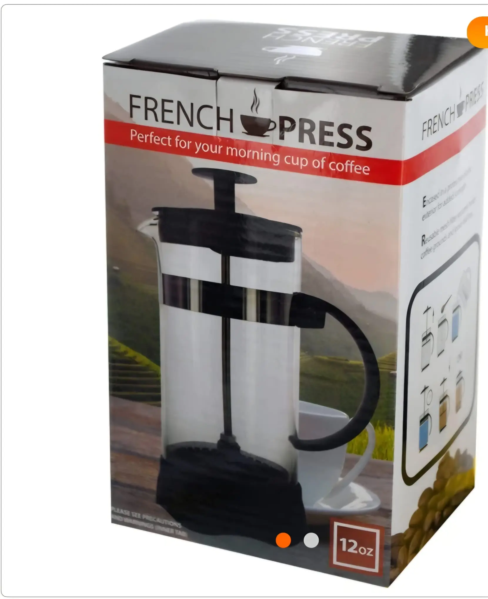French Press 12oz Coffee Maker - Perfect for Your Morning Cup of Coffee - Hot Item - Ideal for Home Use