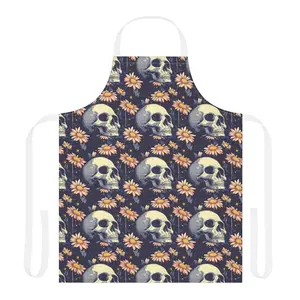Skull and Daisy Pattern Apron | Floral Skull Cooking Apron